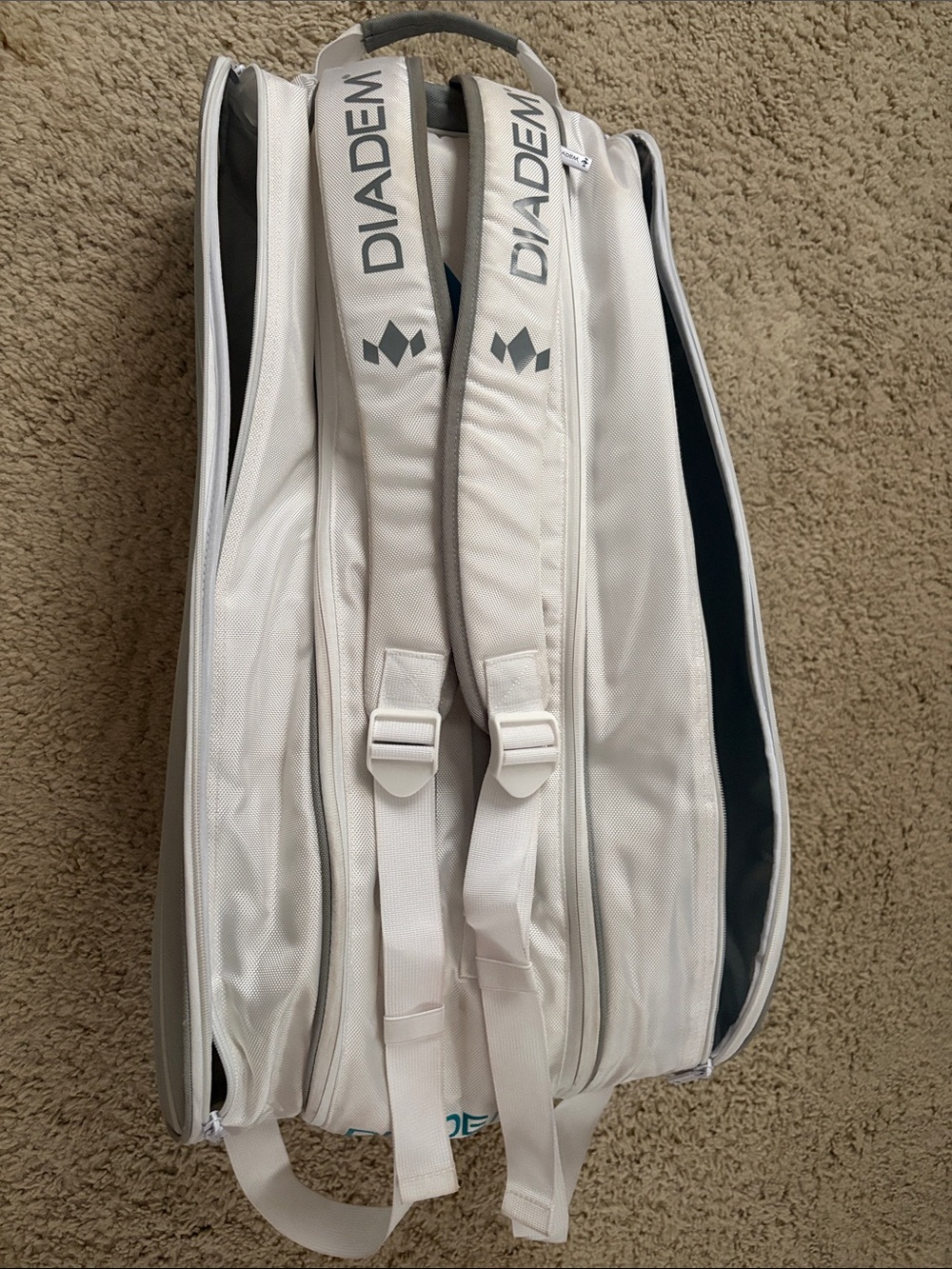 Unisex White Tennis Backpack with Dual Racket Compartments